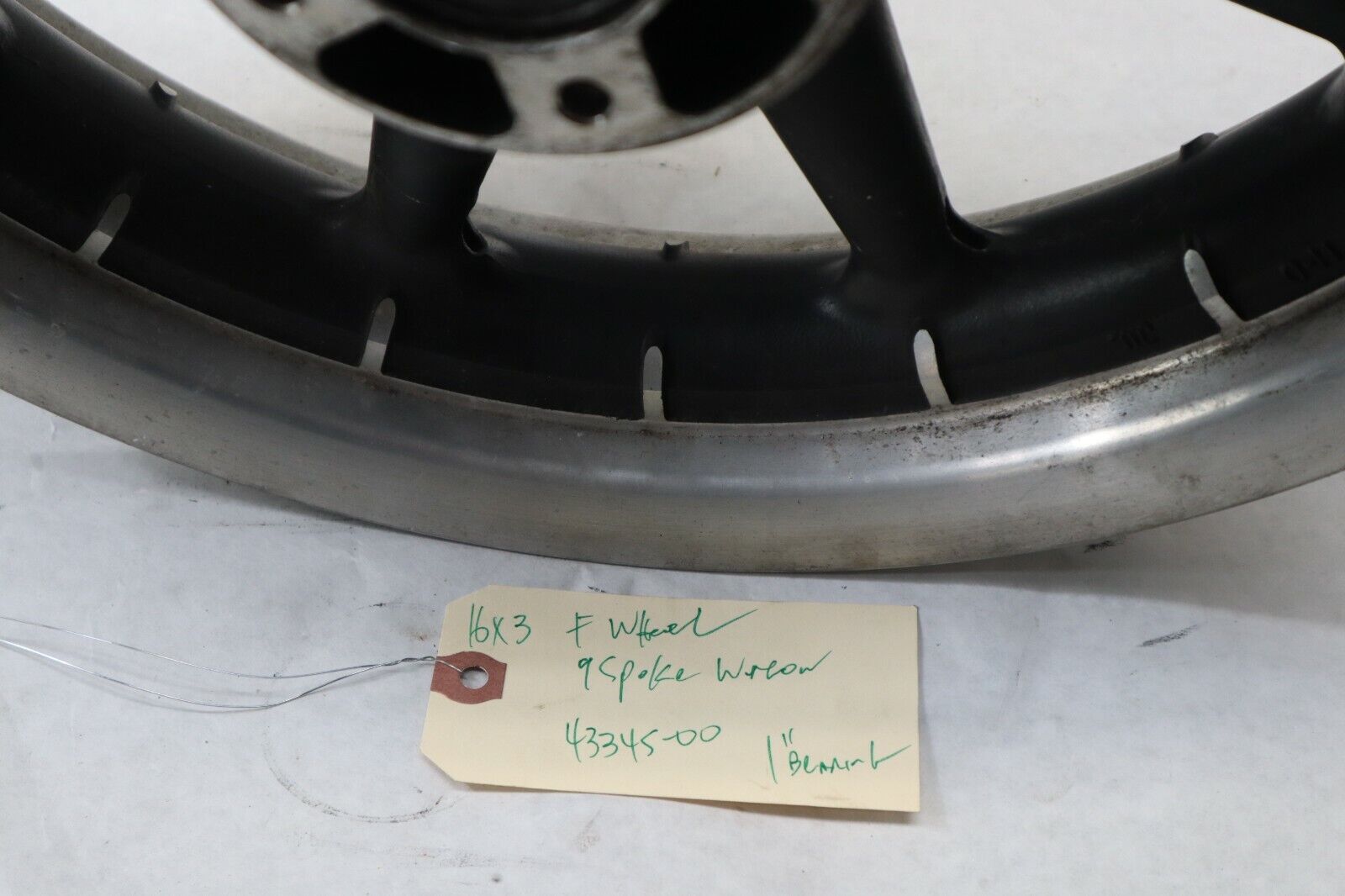 OEM Harley Davidson FRONT 9 Spoke Wagon Wheel 16" x 3" 1" Bearing 43345-00