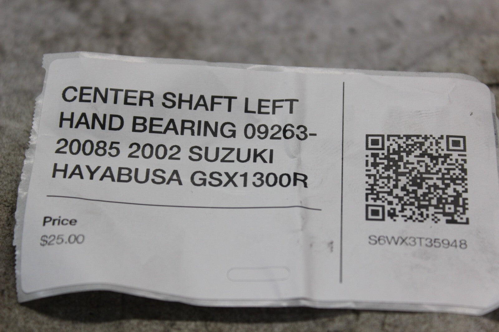 CENTER SHAFT LEFT HAND BEARING 09263-20085 2002 SUZUKI HAYABUSA GSX1300R