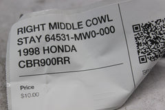RIGHT MIDDLE COWL STAY 64531-MW0-000 1998 HONDA CBR900RR