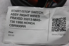 START/STOP SWITCH ASSY RIGHT WIRES FRAYED 35013-MAS-730 1998 HONDA CBR900RR
