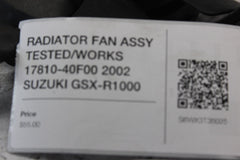 RADIATOR FAN ASSY TESTED/WORKS 17810-40F00 2002 SUZUKI GSX-R1000