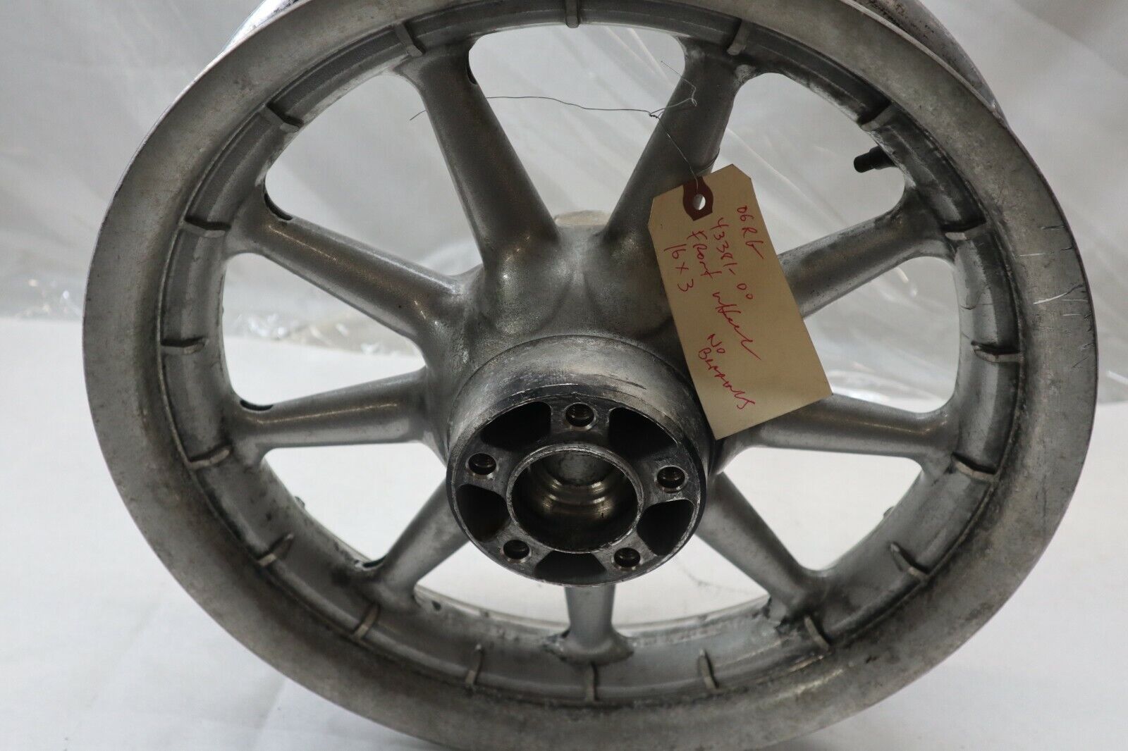 OEM Harley Davidson FRONT 9 Spoke Wagon Wheel Silver 16" x 3" No Bearing