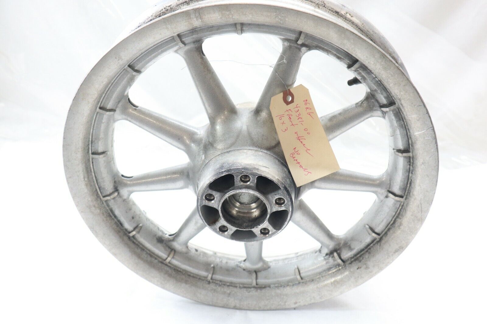 OEM Harley Davidson FRONT 9 Spoke Wagon Wheel Silver 16" x 3" No Bearing