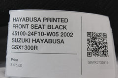 DRIVER FRONT SEAT BLACK 45100-24F10-W05 2002 SUZUKI HAYABUSA GSX1300R