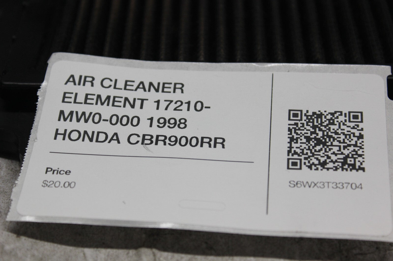 AIR CLEANER ELEMENT 17210-MW0-000 1998 HONDA CBR900RR