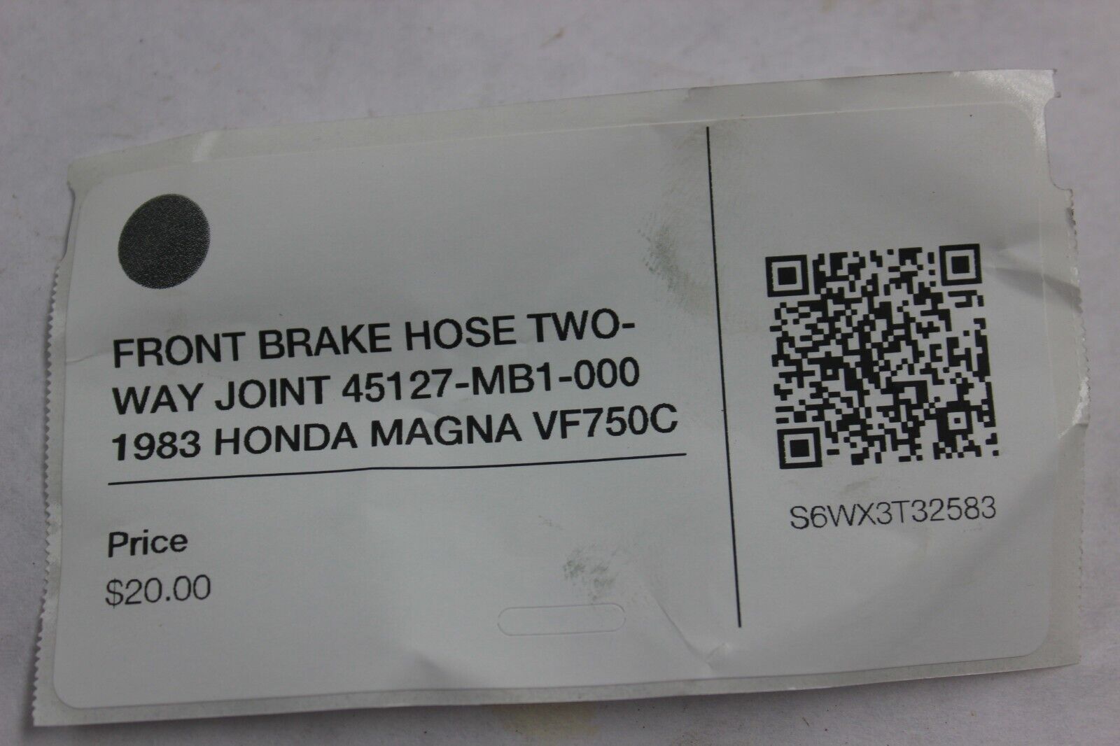 FRONT BRAKE HOSE TWO-WAY JOINT 45127-MB1-000 1983 HONDA MAGNA VF750C