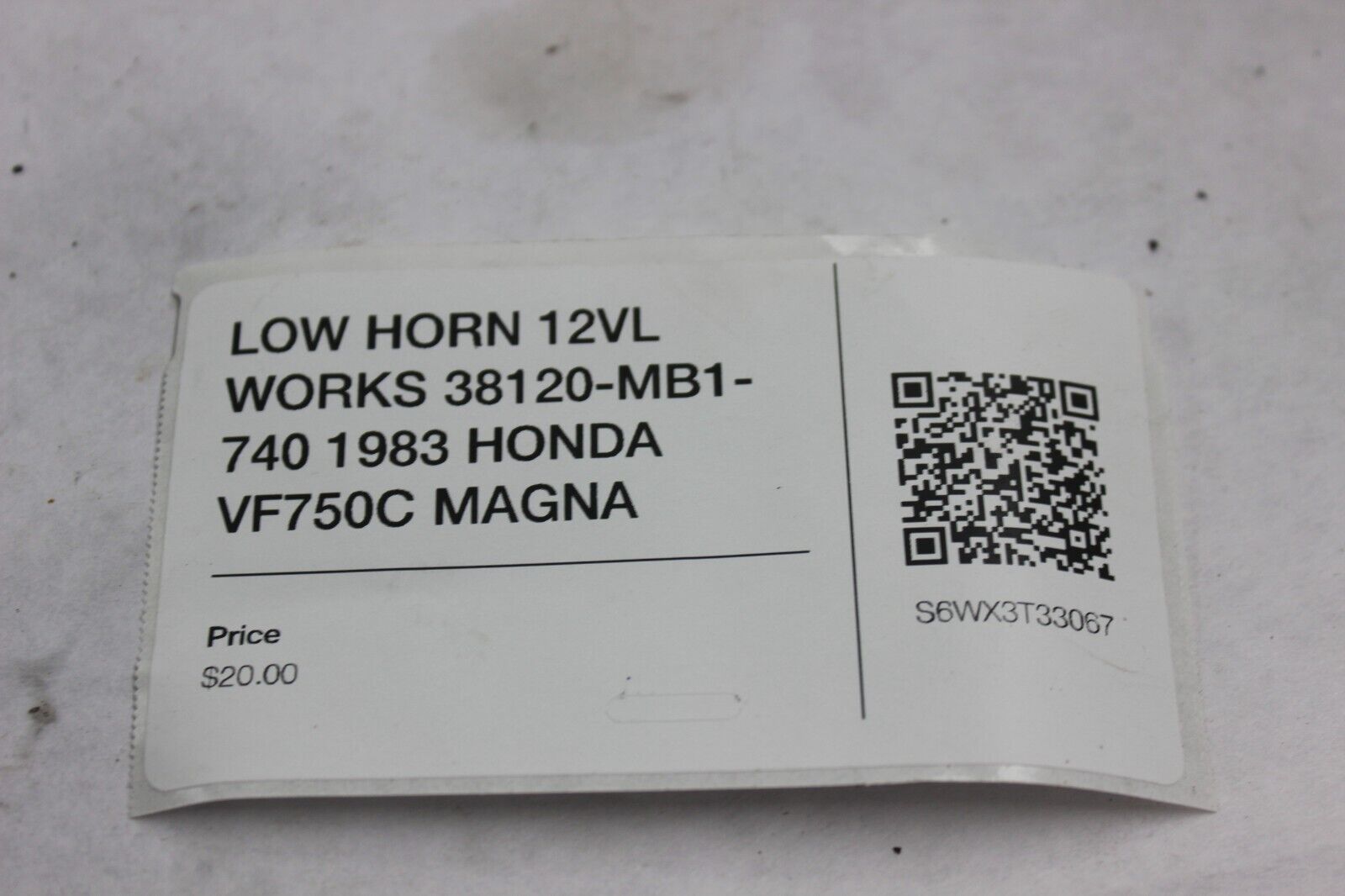 LOW HORN 12VL WORKS 38120-MB1-740 1983 HONDA VF750C MAGNA