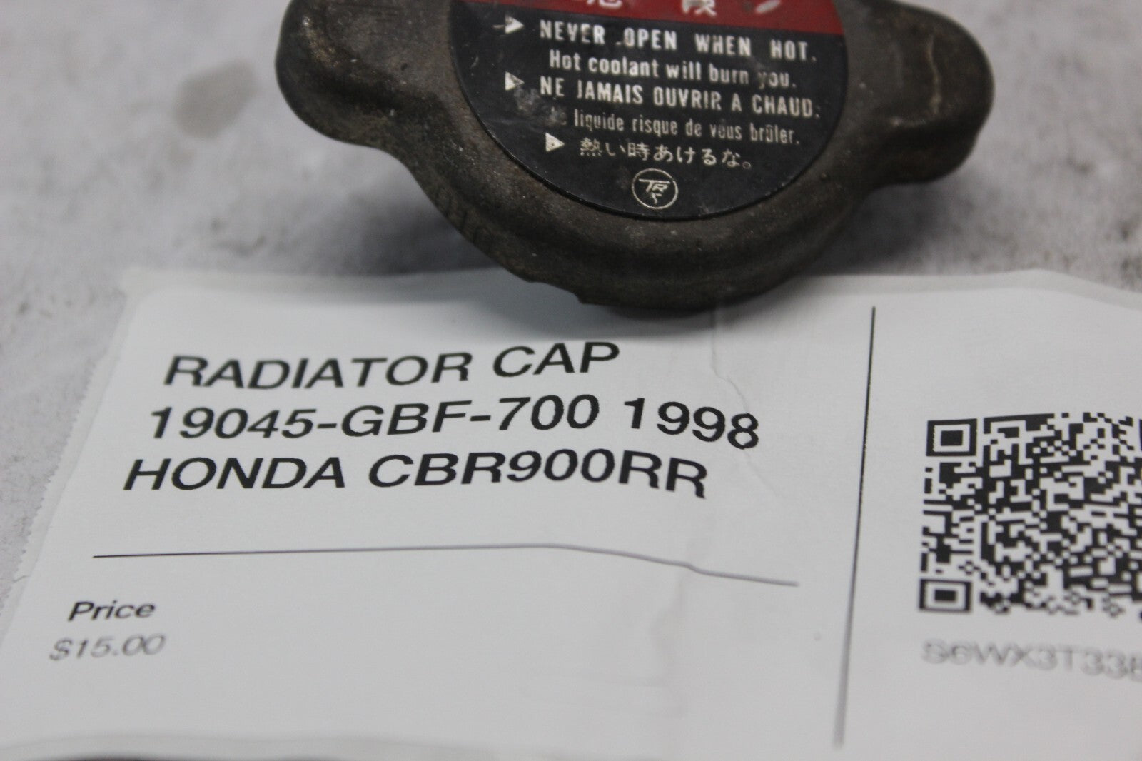 RADIATOR CAP 19045-GBF-700 1998 HONDA CBR900RR