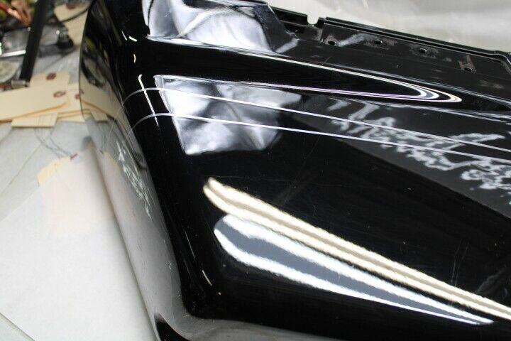 OEM Harley Davidson Saddlebag Bottom LEFT Gloss Black Silver Pinstripe 90200414