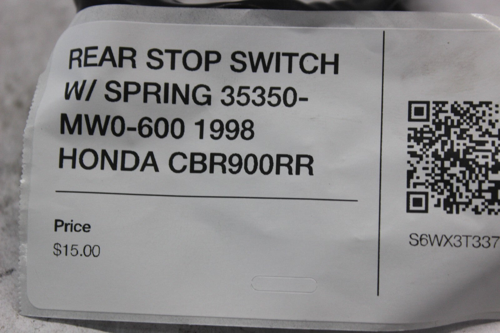 REAR STOP SWITCH W/ SPRING 35350-MW0-600 1998 HONDA CBR900RR
