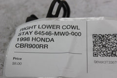 RIGHT LOWER COWL STAY 64546-MW0-000 1998 HONDA CBR900RR