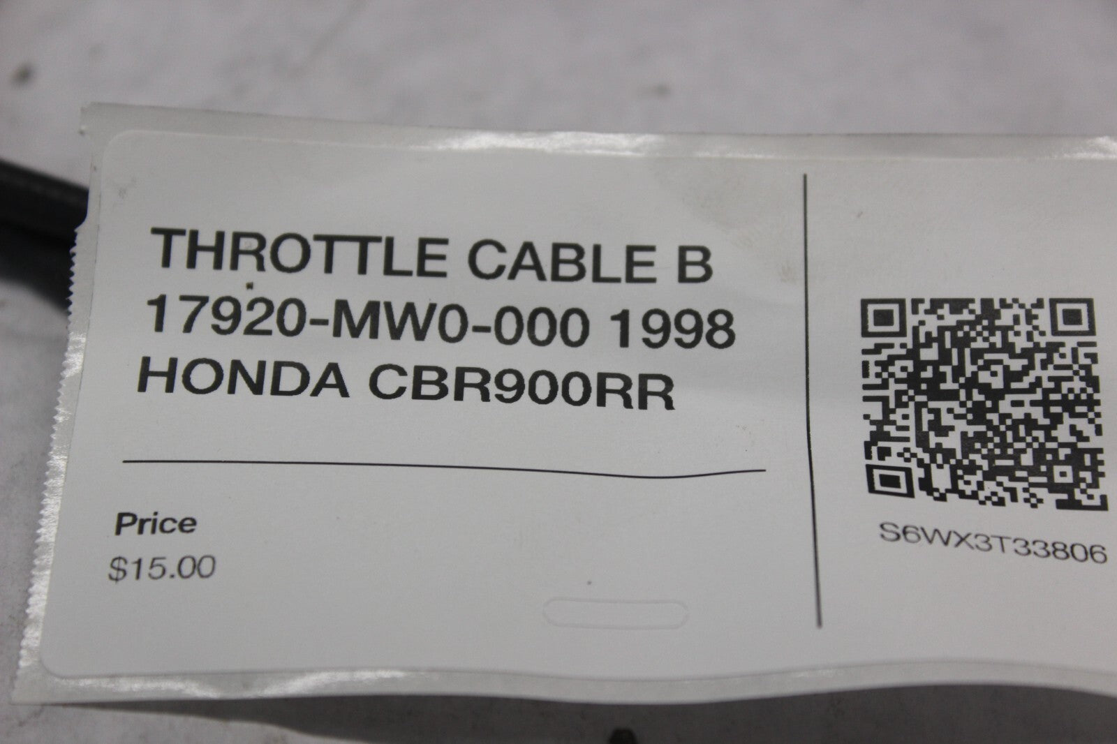 THROTTLE CABLE B 17920-MW0-000 1998 HONDA CBR900RR
