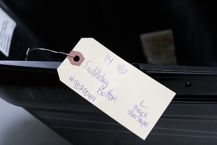 OEM Harley Davidson Saddlebag Bottom LEFT Gloss Black Silver Pinstripe 90200414