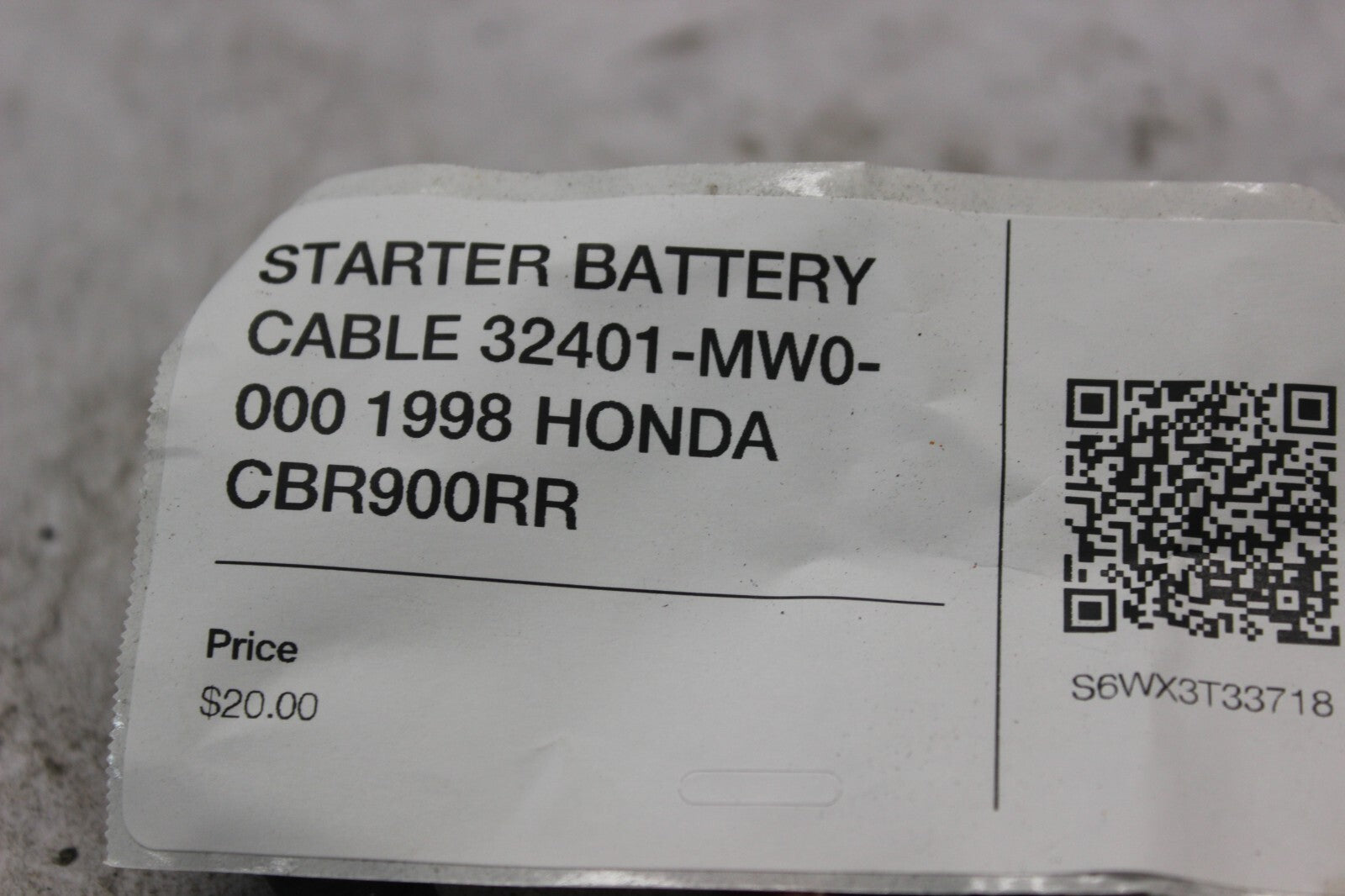 STARTER BATTERY CABLE 32401-MW0-000 1998 HONDA CBR900RR