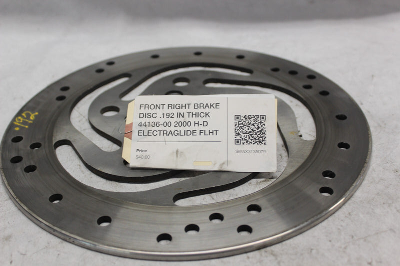 FRONT RIGHT BRAKE DISC .192 IN THICK 44136-00 2000 H-D ELECTRAGLIDE FLHT