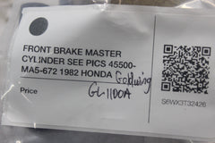 FRONT BRAKE MASTER CYLINDER SEE PICS 45500-MA5-672 1982 HONDA GOLDWING GL1100A