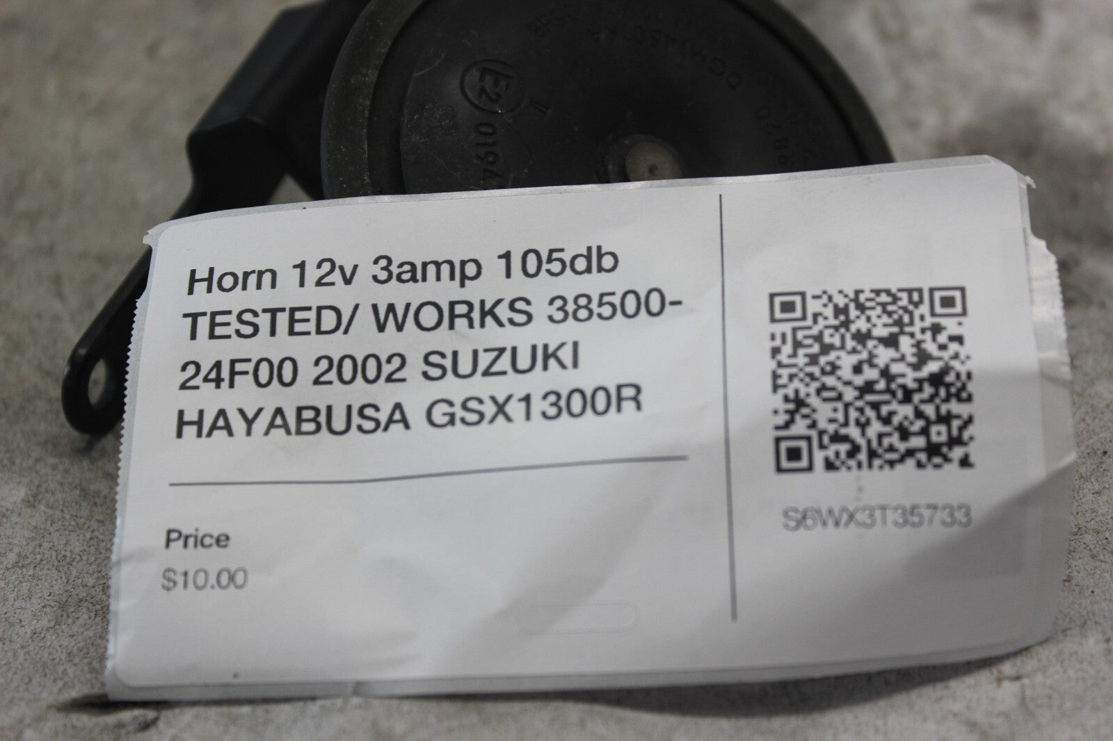 Horn 12v 3amp 105db TESTED/ WORKS 38500-24F00 2002 SUZUKI HAYABUSA GSX1300R