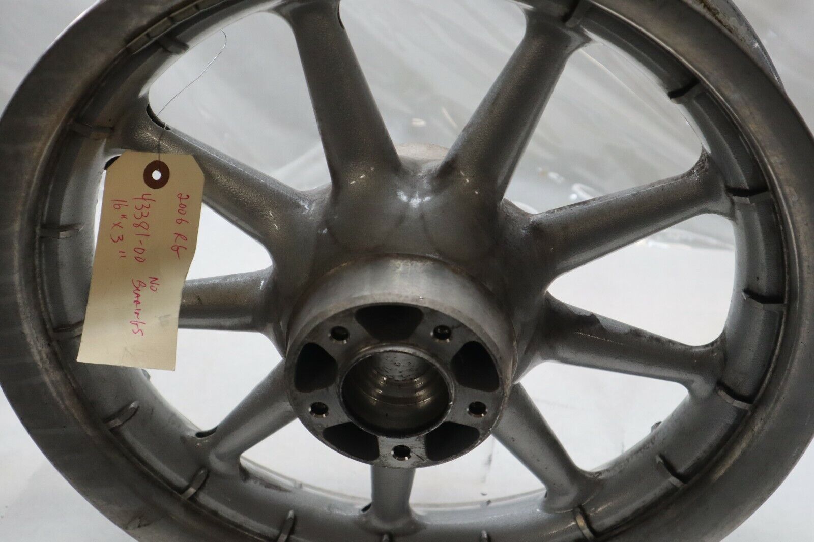 FRONT 9 Spoke Wagon Wheel Silver 16 x 3 No Bearing HARLEY DAVIDSON 43381-00