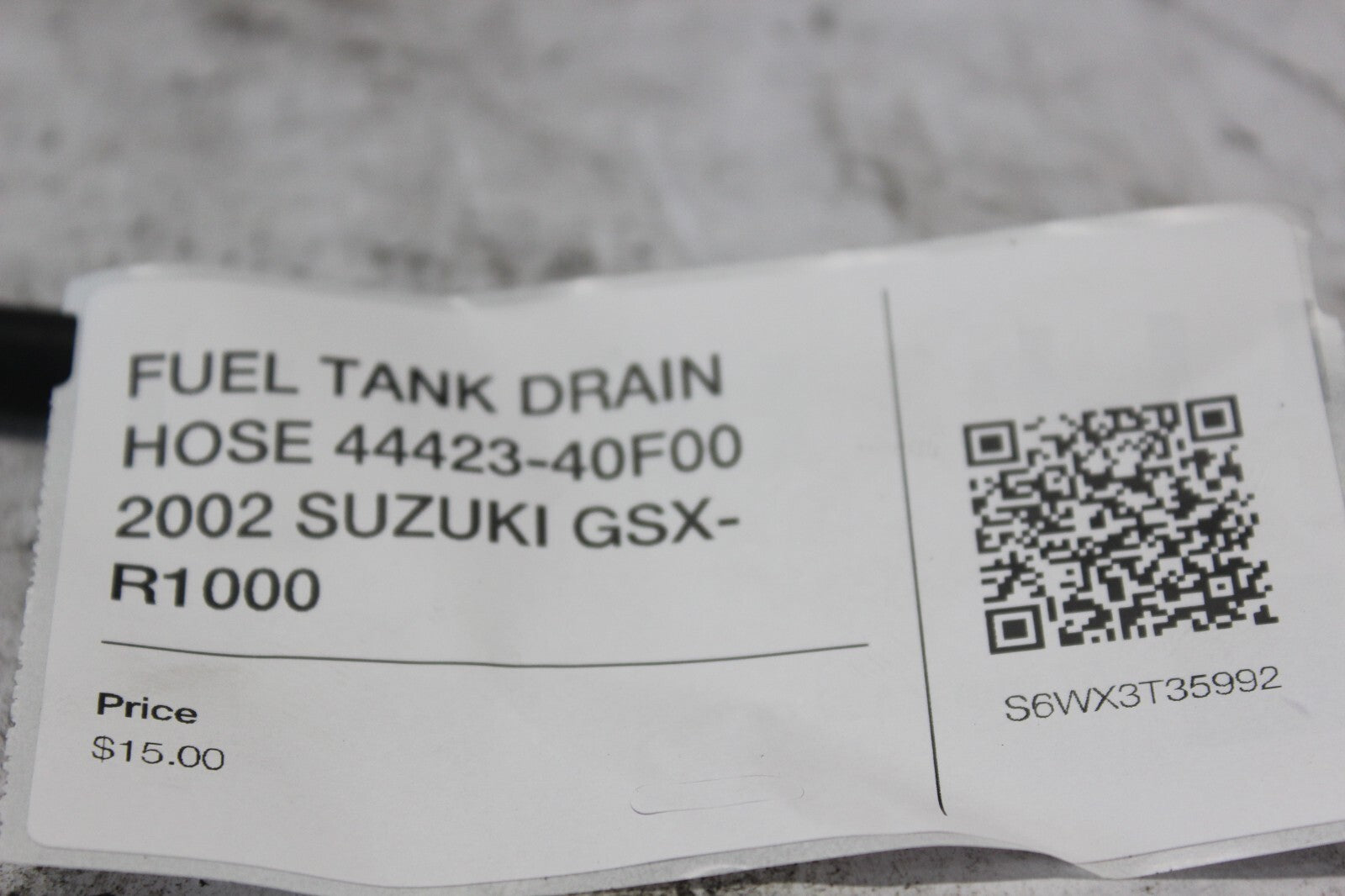 FUEL TANK DRAIN HOSE 44423-40F00 2002 SUZUKI GSX-R1000