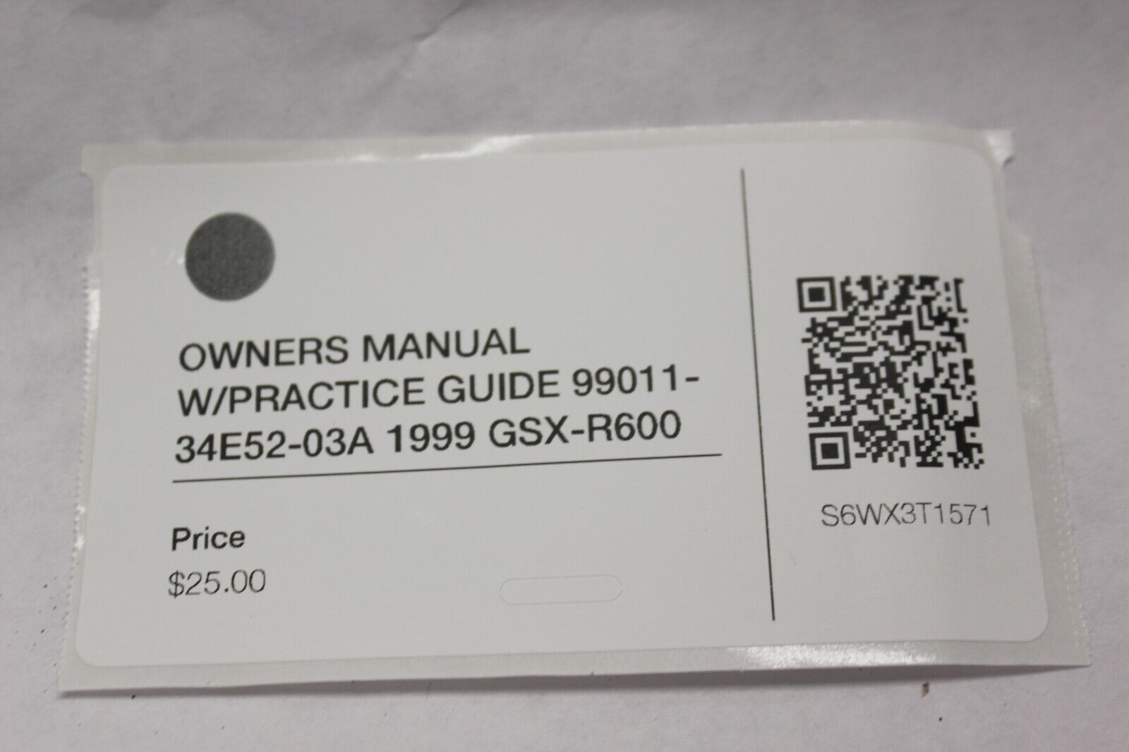 OWNERS MANUAL W/PRACTICE GUIDE 99011-34E52-03A 1999 Suzuki GSX-R600