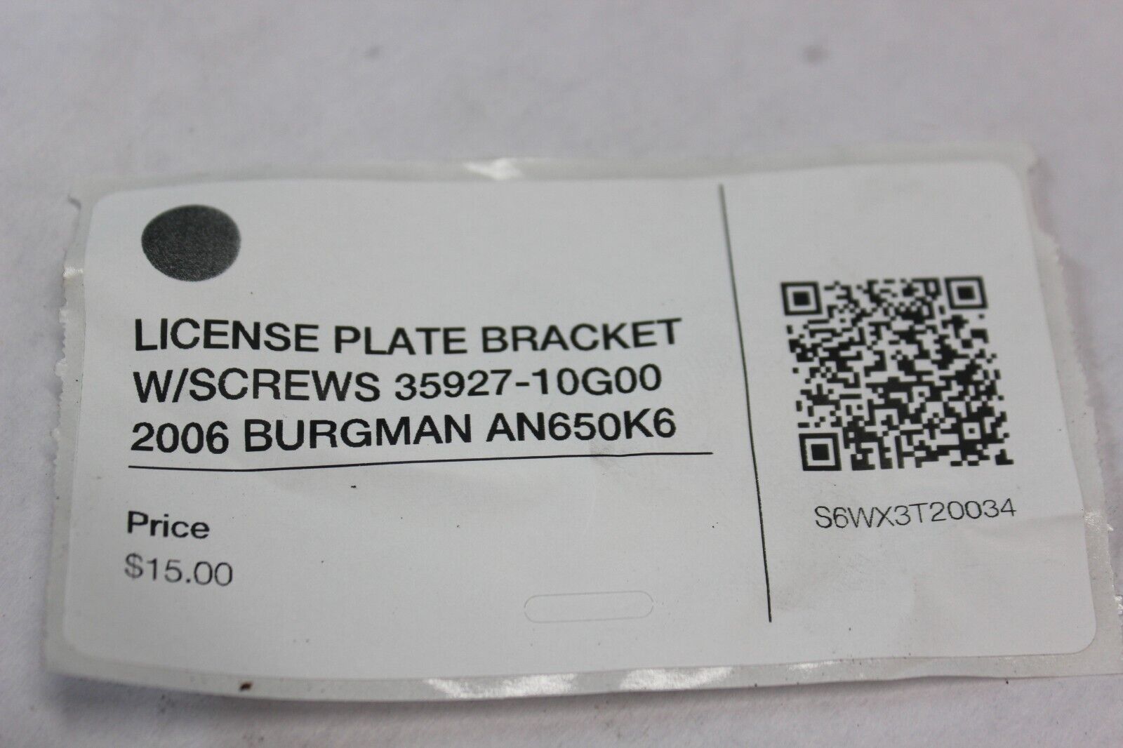 LICENSE PLATE BRACKET W/SCREWS 35927-10G00 2006 BURGMAN AN650K6