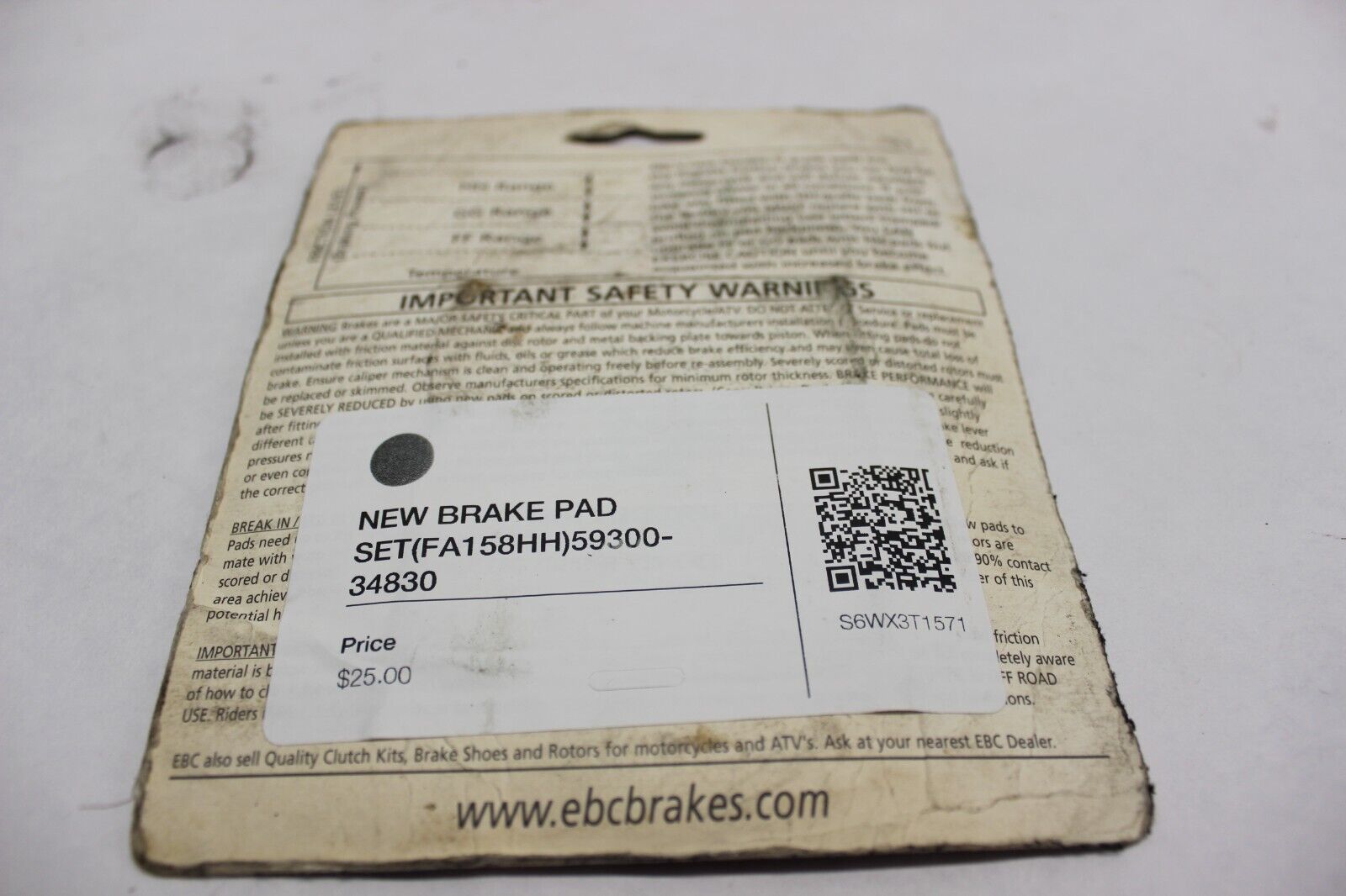 NEW BRAKE PAD SET (FA158HH) 59300-34830 1999 Suzuki GSX-R600