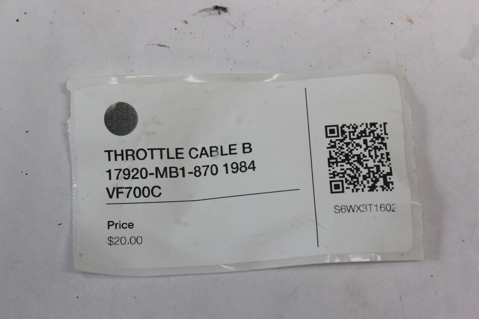 THROTTLE CABLE B 17920-MB1-870 1984 Honda VF700C