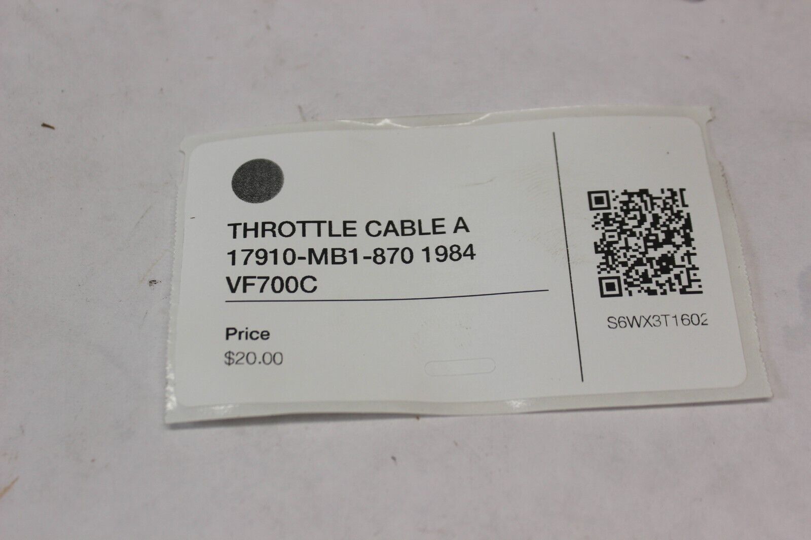 THROTTLE CABLE A 17910-MB1-870 1984 Honda VF700C