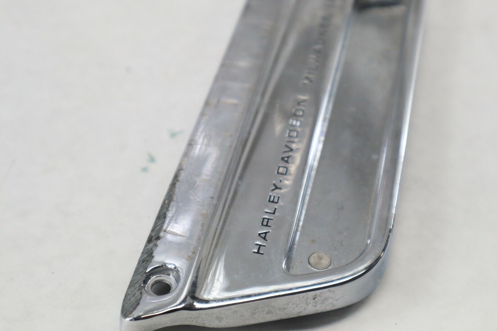 OEM Harley Davidson LEFT Chrome Saddlebag Faceplate 2002 Ultra Luxury Blue