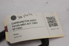 CARBURETOR ASSY 16100-MB1-871 1984 Honda VF700C