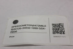 SPEEDOMETER (8472MILES) 34120-34E50 1999 Suzuki GSX-R600