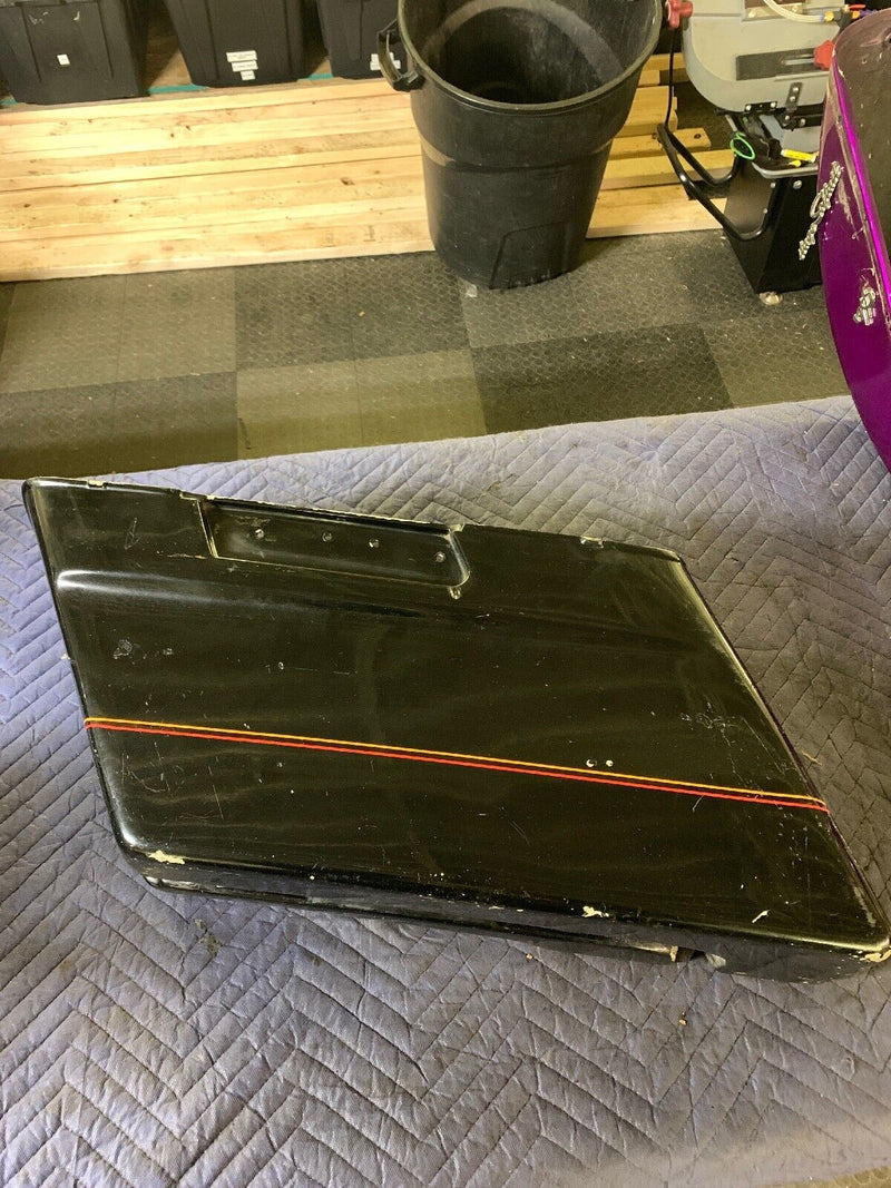 Harley Davidson OEM Lower Saddlebag (1) LEFT Side Vivid Black Red/Gold Pinstripe