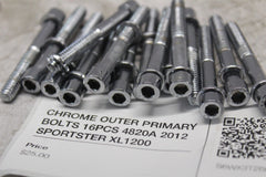 CHROME OUTER PRIMARY BOLTS 16PCS 4820A 2012 SPORTSTER XL1200