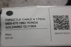 THROTTLE CABLE A 17910-MB9-670 1982 HONDA GOLDWING GL1100A