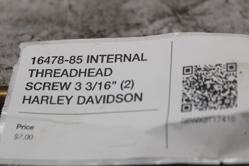 16478-85 INTERNAL THREADHEAD SCREW 3 3/16" (2) HARLEY DAVIDSON