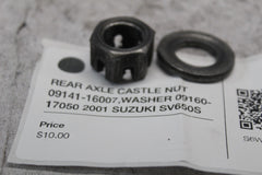 REAR AXLE CASTLE NUT 09141-16007,WASHER 09160-17050 2001 SUZUKI SV650S