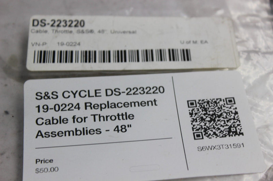 S&S CYCLE DS-223220 19-0224 Replacement Cable for Throttle Assemblies - 48"
