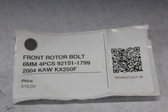 FRONT ROTOR BOLT 6MM 4PCS 92151-1799 2004 KAW KX250F