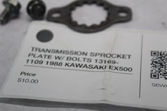 TRANSMISSION SPROCKET PLATE W/ BOLTS 13169-1109 1988 KAWASAKI EX500