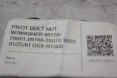 PIVOT BOLT NUT W/WASHER 09159-25001, 09160-25070 2002 SUZUKI GSX-R1000