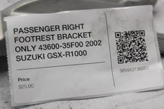 PASSENGER RIGHT FOOTREST BRACKET ONLY 43600-35F00 2002 SUZUKI GSX-R1000