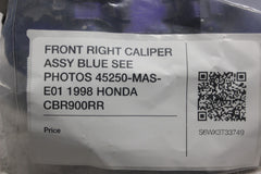 FRONT RIGHT CALIPER ASSY BLUE SEE PHOTOS 45250-MAS-E01 1998 HONDA CBR900RR