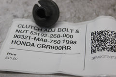 CLUTCH ADJ BOLT & NUT 53192-268-000 90321-MA6-750 1998 HONDA CBR900RR