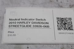 Neutral Indicator Switch 2010 HARLEY DAVIDSON STREETGLIDE 33926-06B