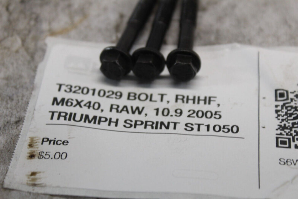 T3201029 BOLT, RHHF, M6X40, RAW, 10.9 2005 TRIUMPH SPRINT ST1050