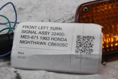 FRONT LEFT TURN SIGNAL ASSY 33400-ME5-671 1983 HONDA NIGHTHAWK CB650SC