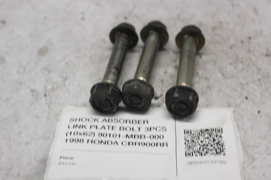 SHOCK ABSORBER LINK PLATE BOLT 3PCS (10x62) 90101-MBB-000 1998 HONDA CBR900RR