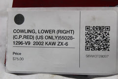 COWLING, LOWER (RIGHT) (C.P.RED) (US ONLY) 55028-1296-V9  2002 KAW ZX-6
