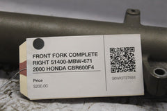 FRONT FORK COMPLETE RIGHT 51400-MBW-671 2000 HONDA CBR600F4