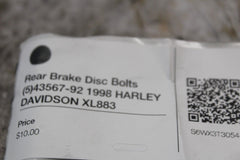 Rear Brake Disc Bolts (5) 43567-92 1998 HARLEY DAVIDSON XL883